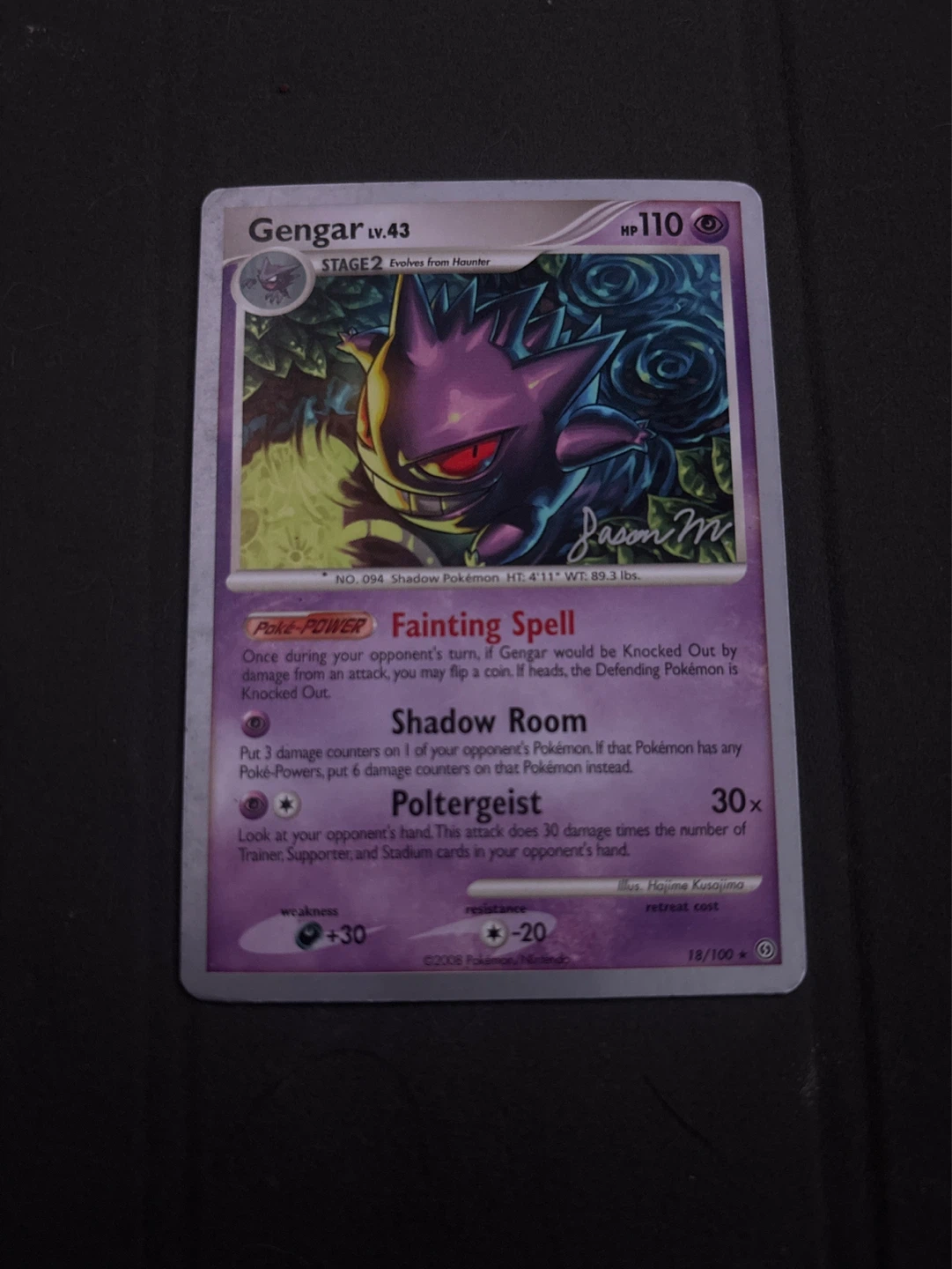 Pokemon Gengar LV.43 World Championships 2009 Trading Card