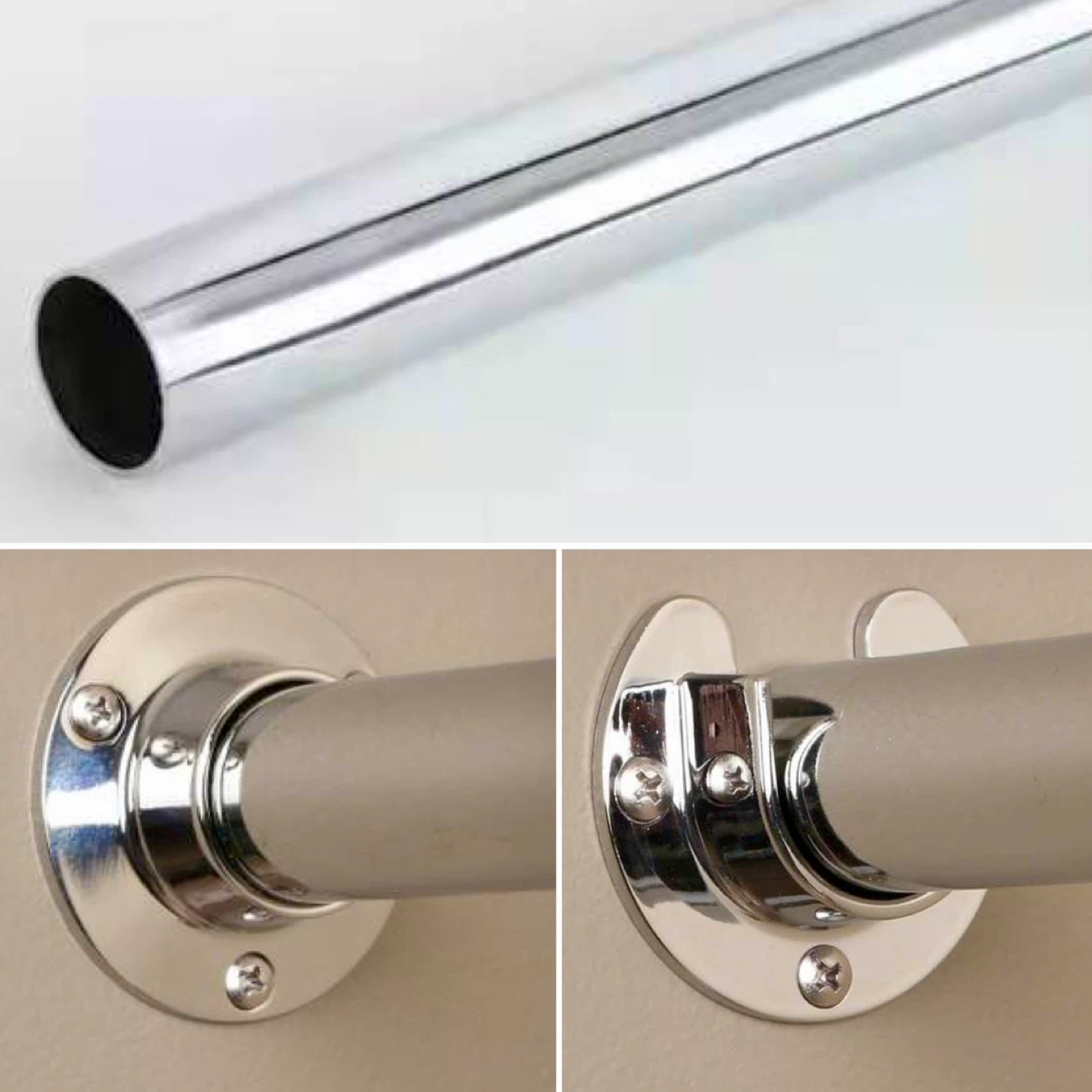45" L Chrome Heavy-Duty Closet Pole + 2 Sockets - photo 2