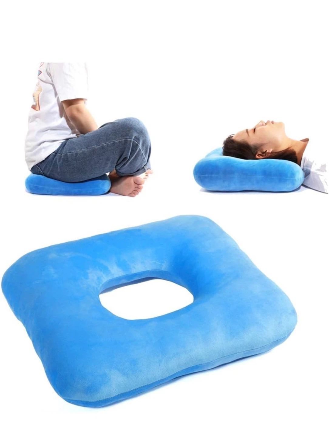 Blue C-Shaped Seat Cushion