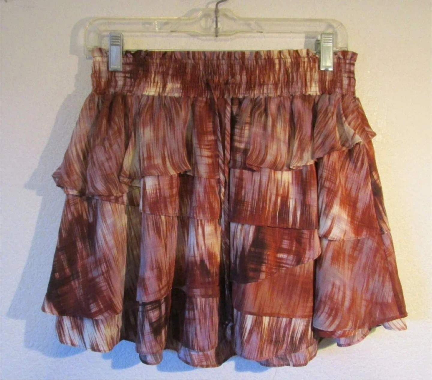 Women's BERGDORF GOODMAN Brown Silk Layered Skirt Size XS