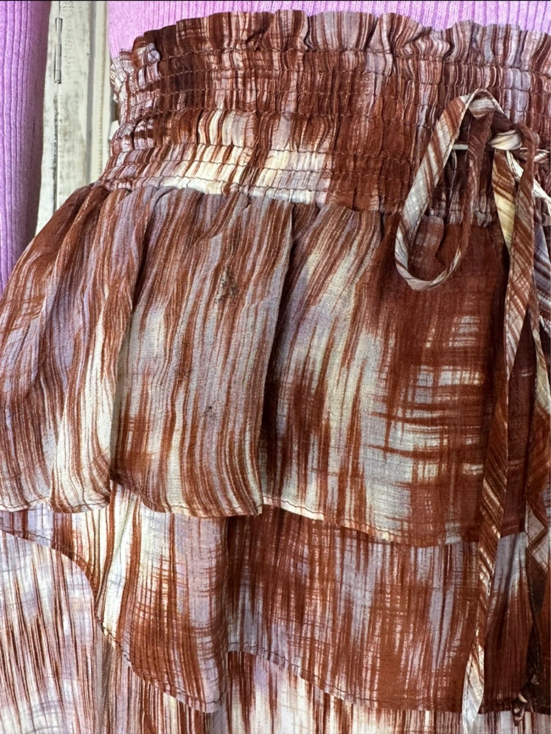 Women's BERGDORF GOODMAN Brown Silk Layered Skirt Size XS - photo 3