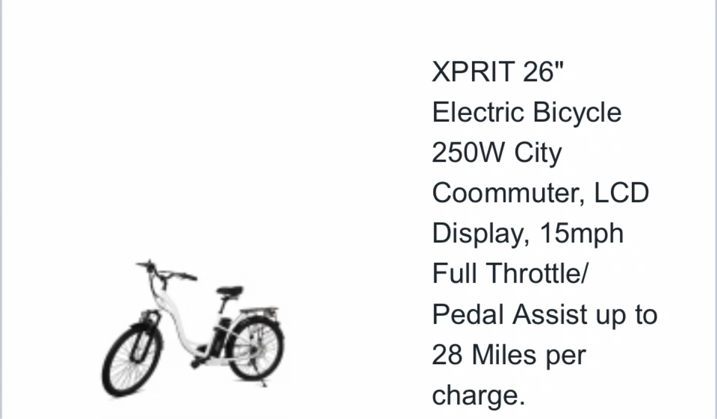 XPRIT 26" Electric City Commuter Bicycle
