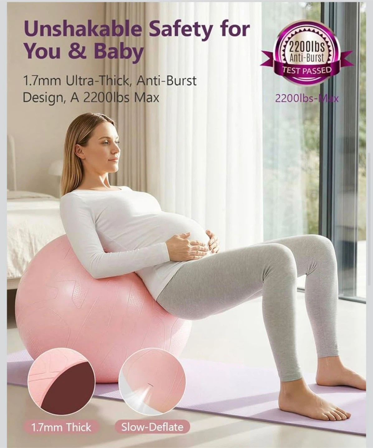Pink Exercise Ball for Natural Birth Support