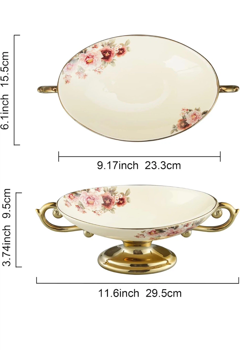 Floral Footed Fruit Bowl / Serving Dish - photo 2