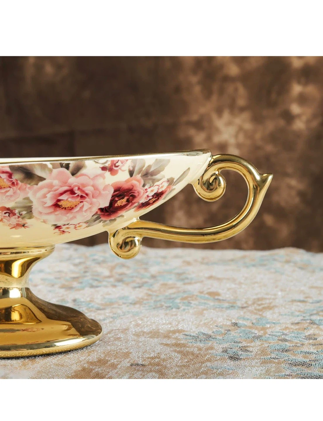 Floral Footed Fruit Bowl / Serving Dish - photo 3
