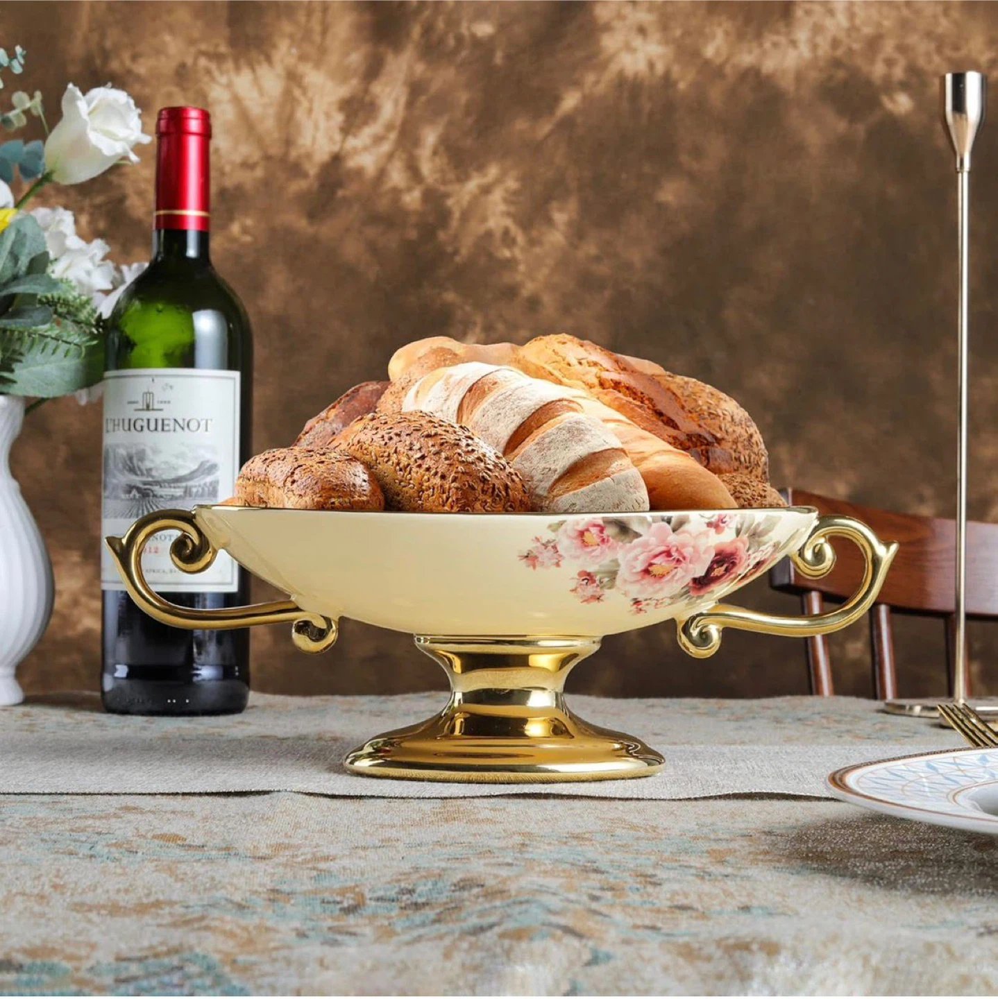 Floral Footed Fruit Bowl / Serving Dish - photo 4