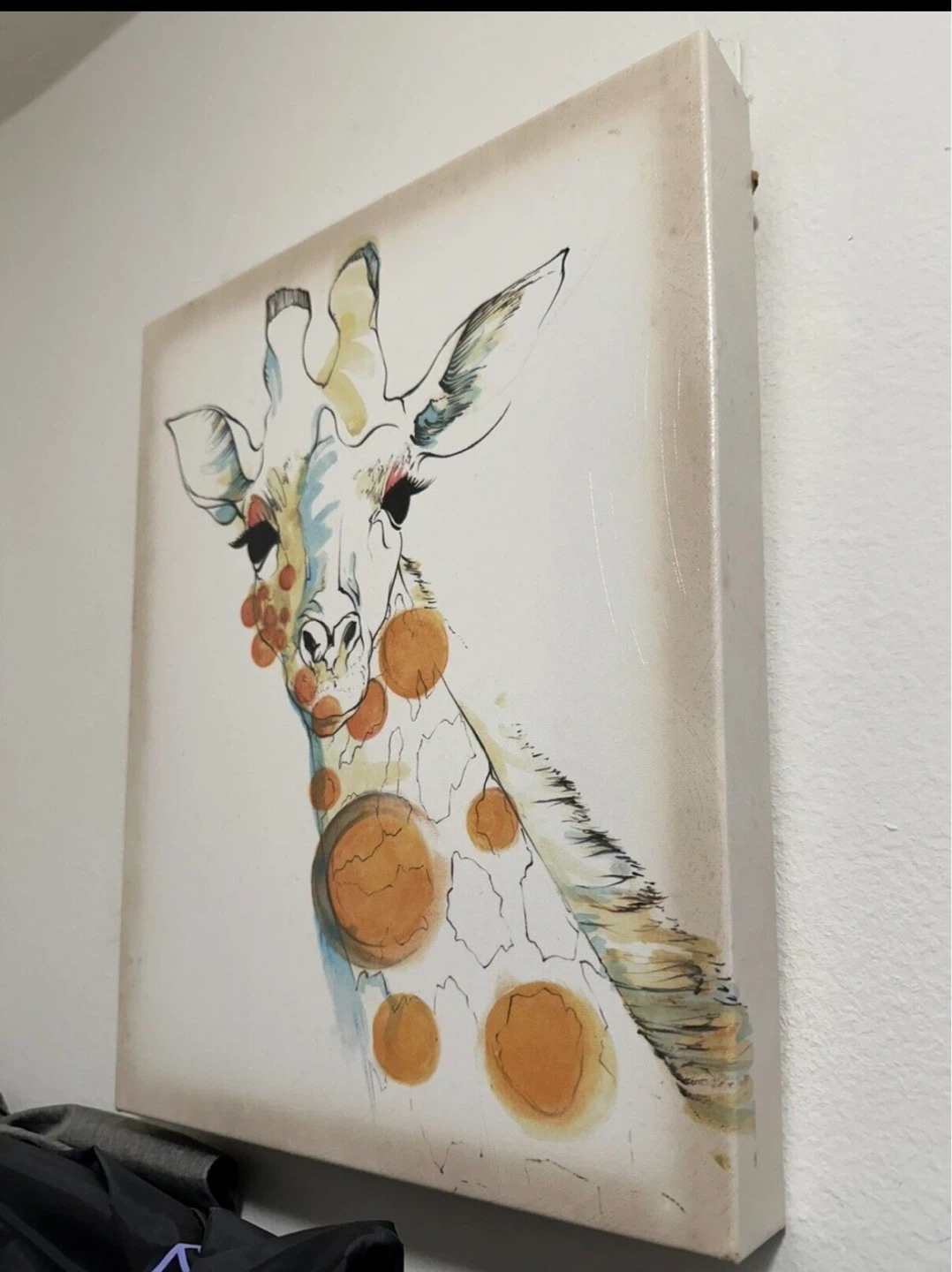 11x14 in Giraffe Warped Frame Canvas Modern Bright Art Children - photo 2
