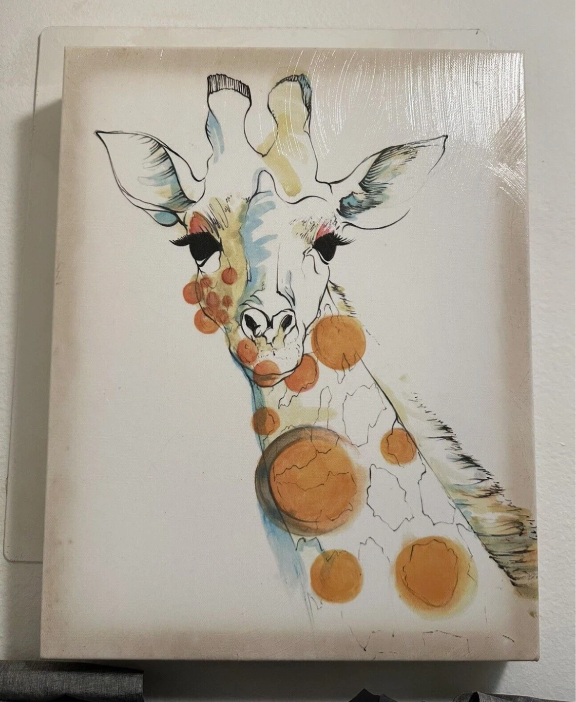 11x14 in Giraffe Warped Frame Canvas Modern Bright Art Children