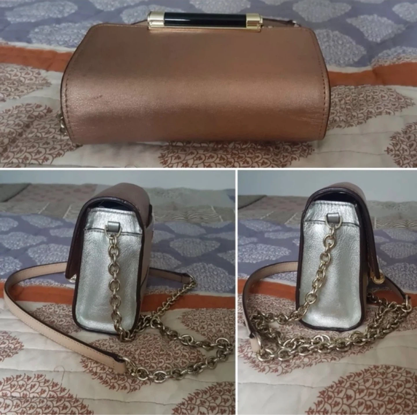 $250 DVF Gold Rose Gold Chain Crossbody Mini Bag - photo 3