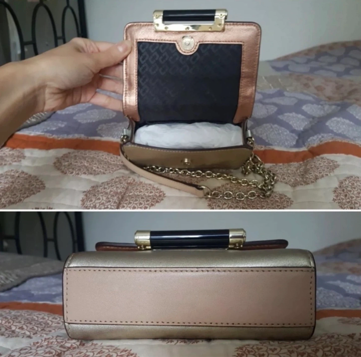 $250 DVF Gold Rose Gold Chain Crossbody Mini Bag - photo 4