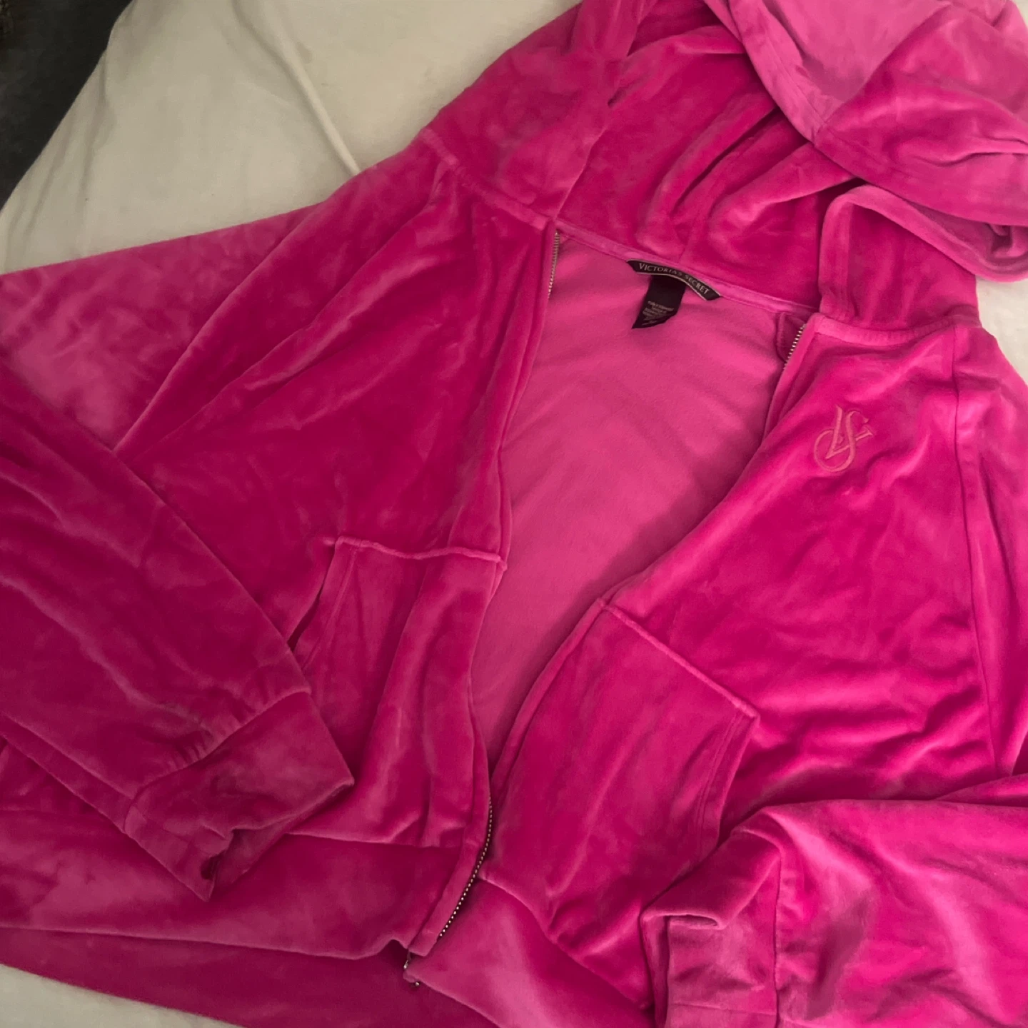 Victoria's Secret Velour Hoodie Jacket Pink Size M - photo 3