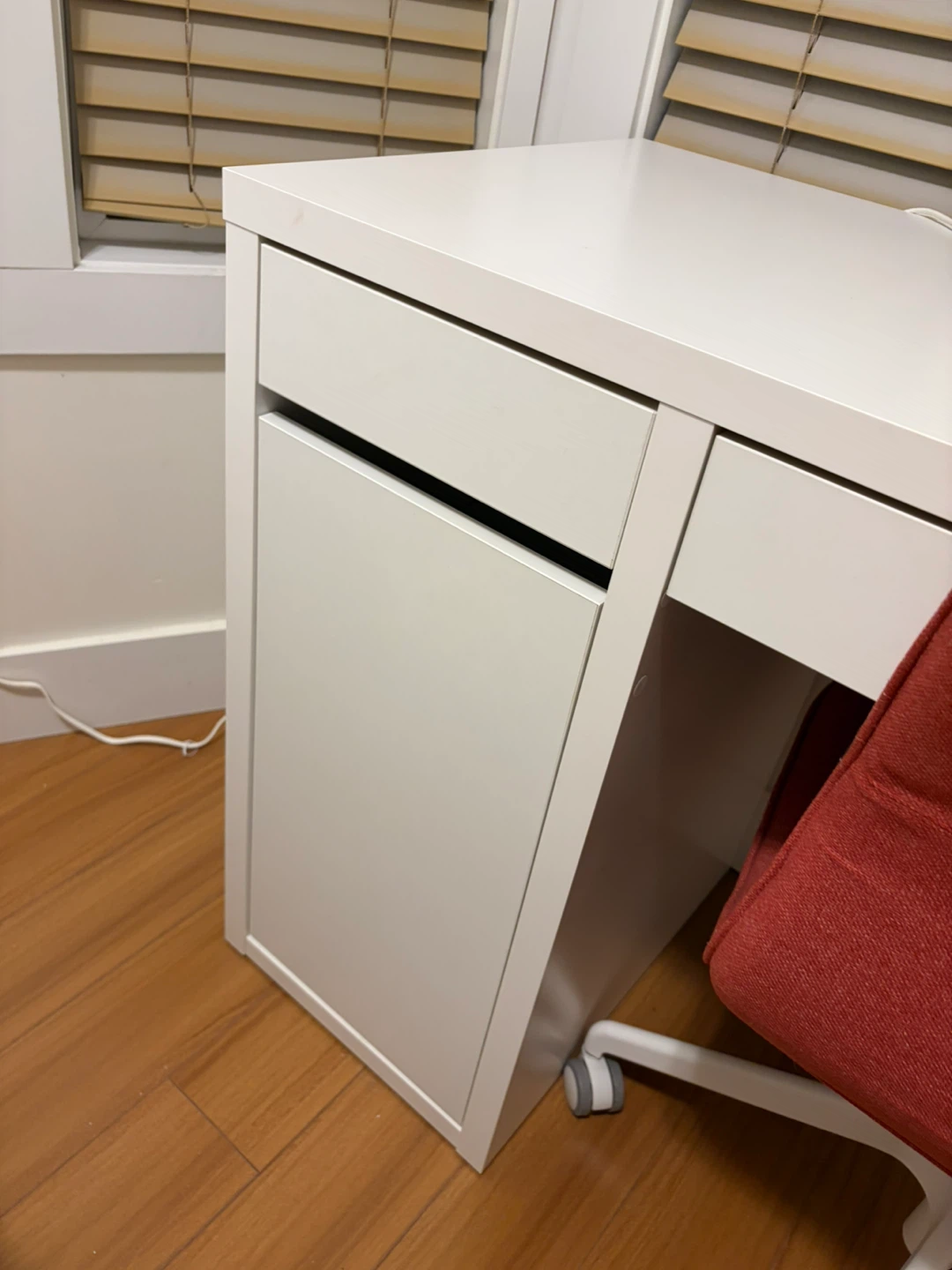 White IKEA Desk with Drawer and Cabinet - photo 2