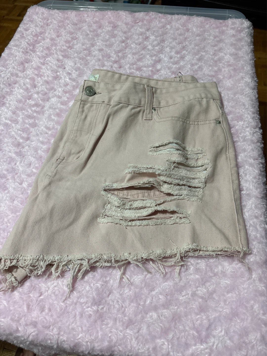 Pink Distressed Denim Shorts