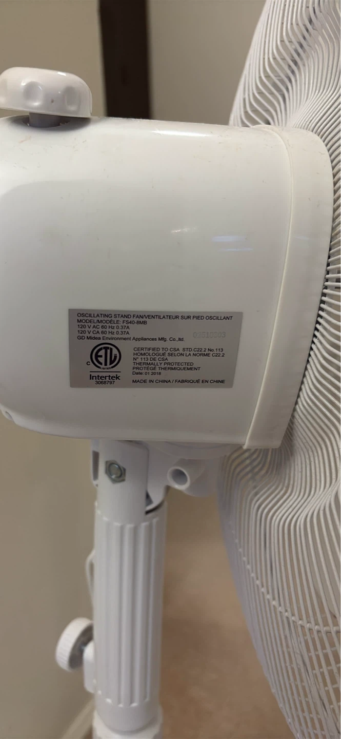 White Oscillating Stand Fan - photo 3