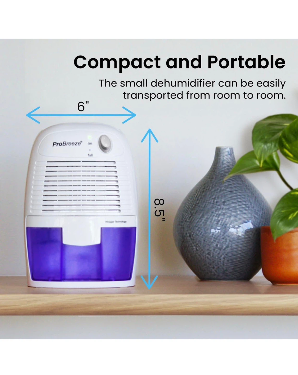ProBreeze Compact Dehumidifier - White/Purple