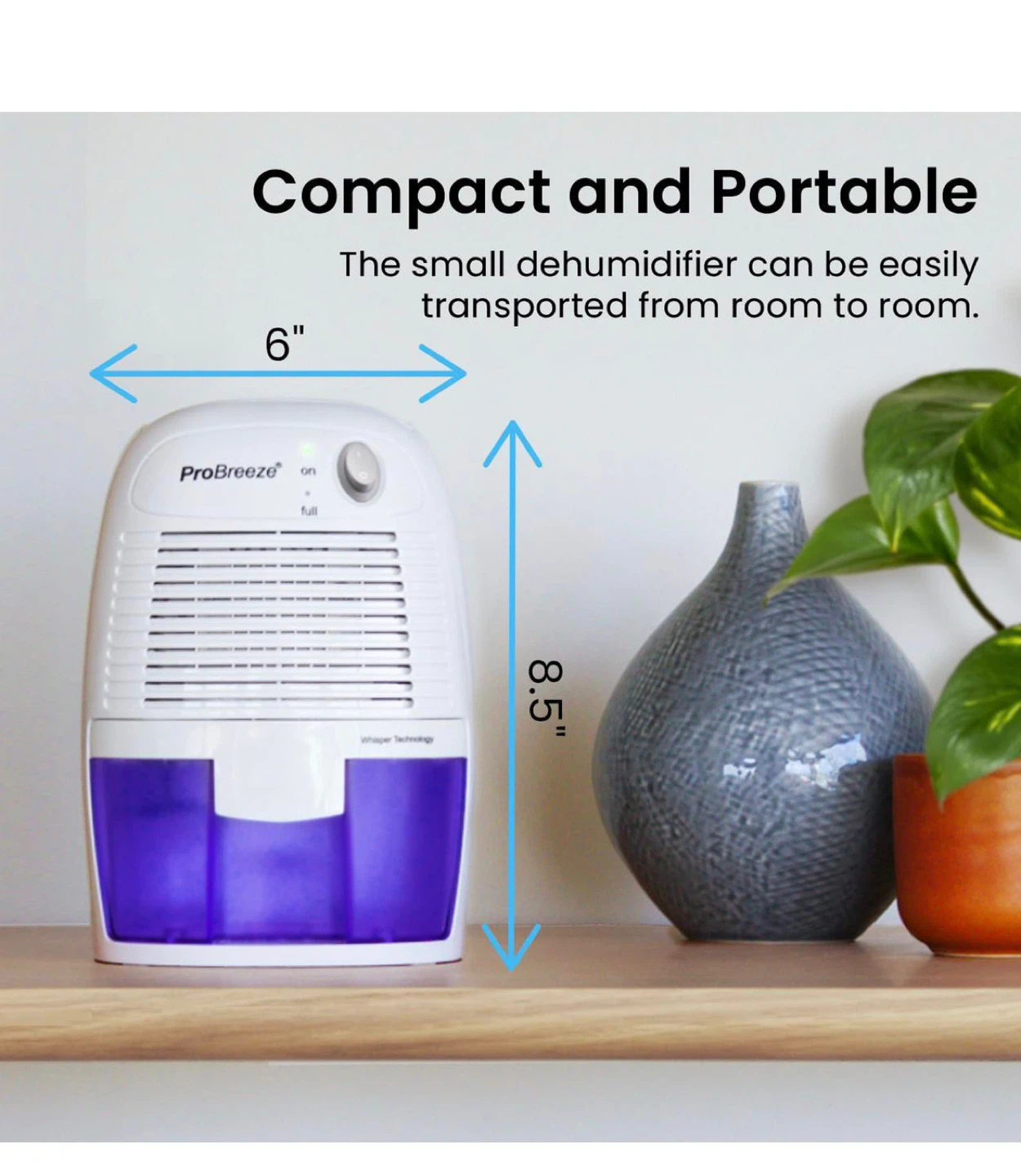 ProBreeze Compact Dehumidifier - White/Purple - photo 2
