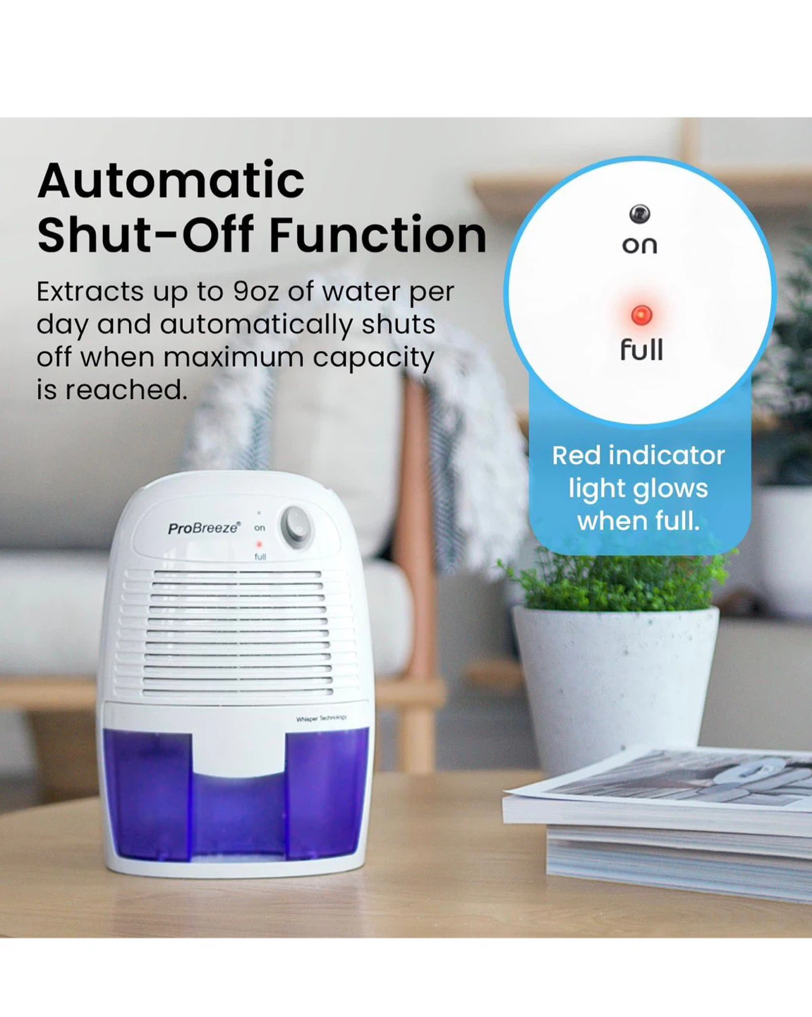 ProBreeze Compact Dehumidifier - White/Purple - photo 4