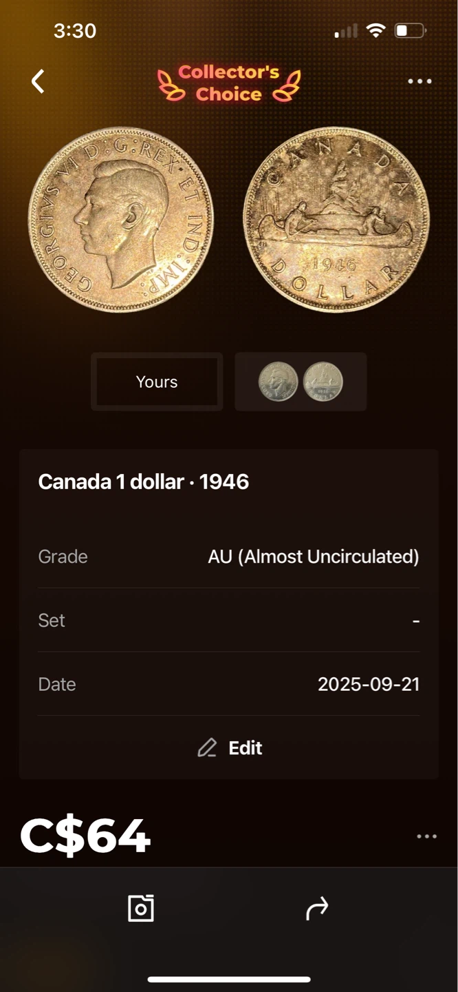 Canada 1 Dollar Coin - 1946