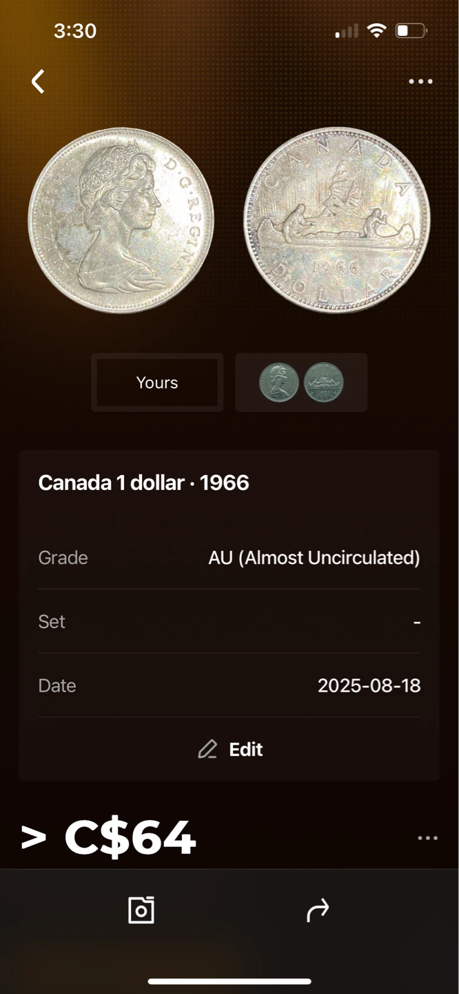 Canada 1 Dollar Coin 1966