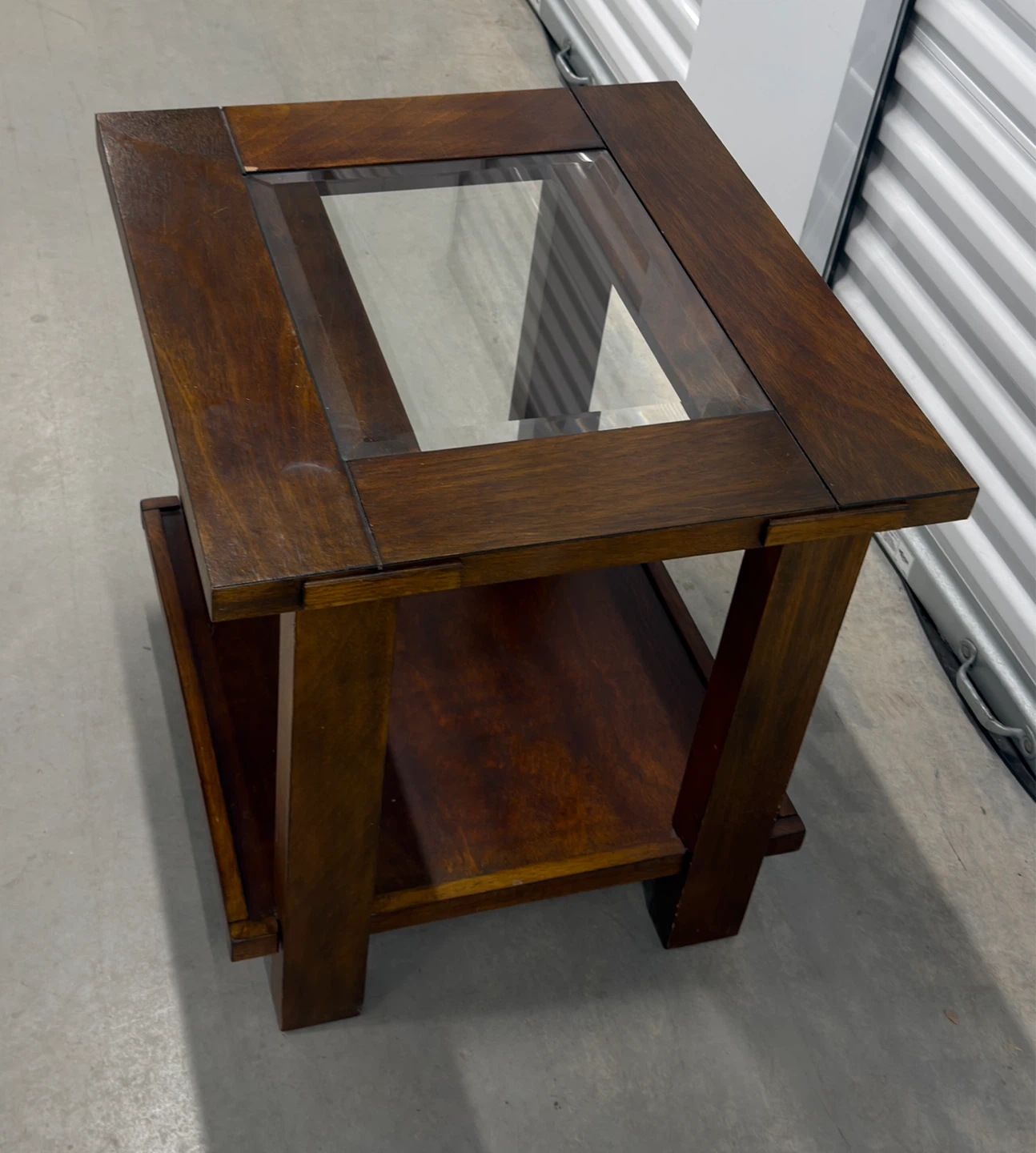 Modern Wood Side Table w/ Glass Top - photo 2
