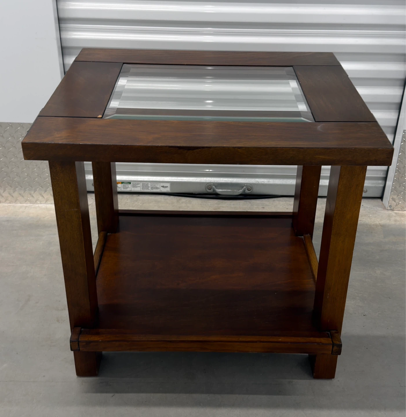 Modern Wood Side Table w/ Glass Top - photo 4