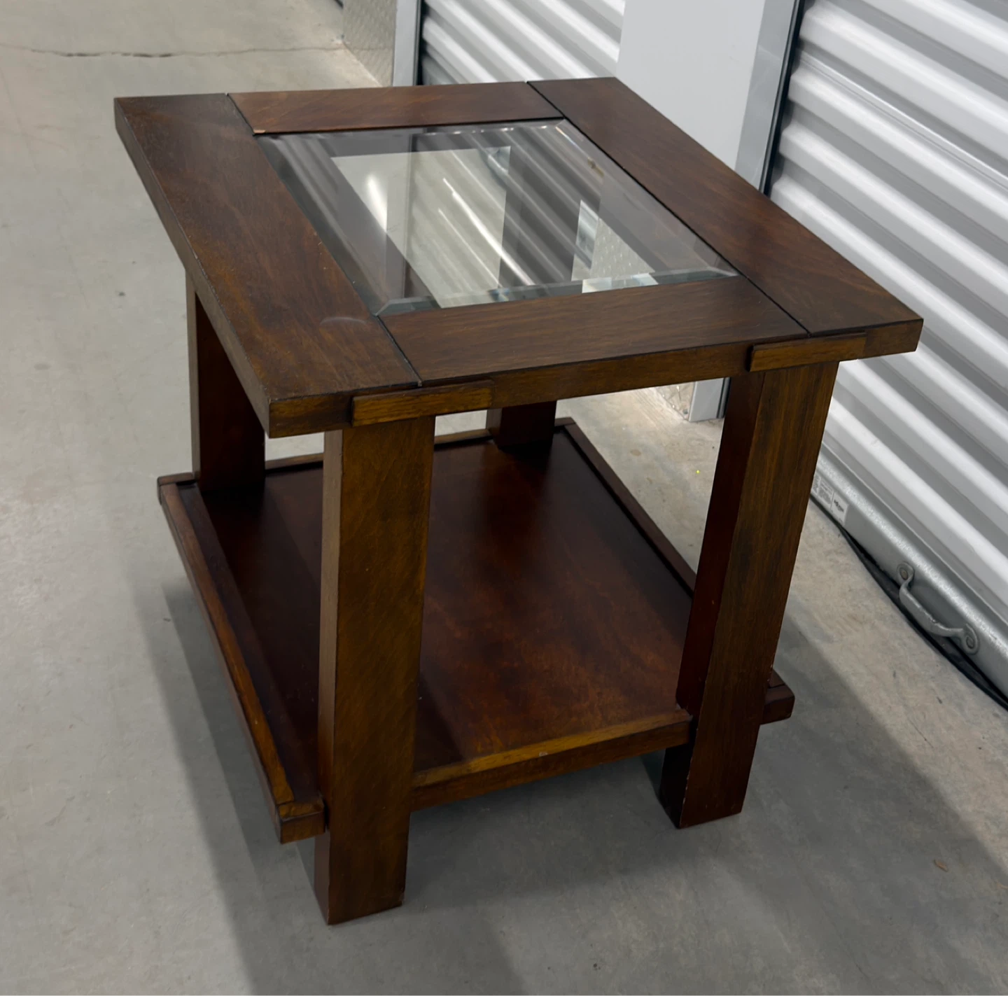 Modern Wood Side Table w/ Glass Top - photo 3