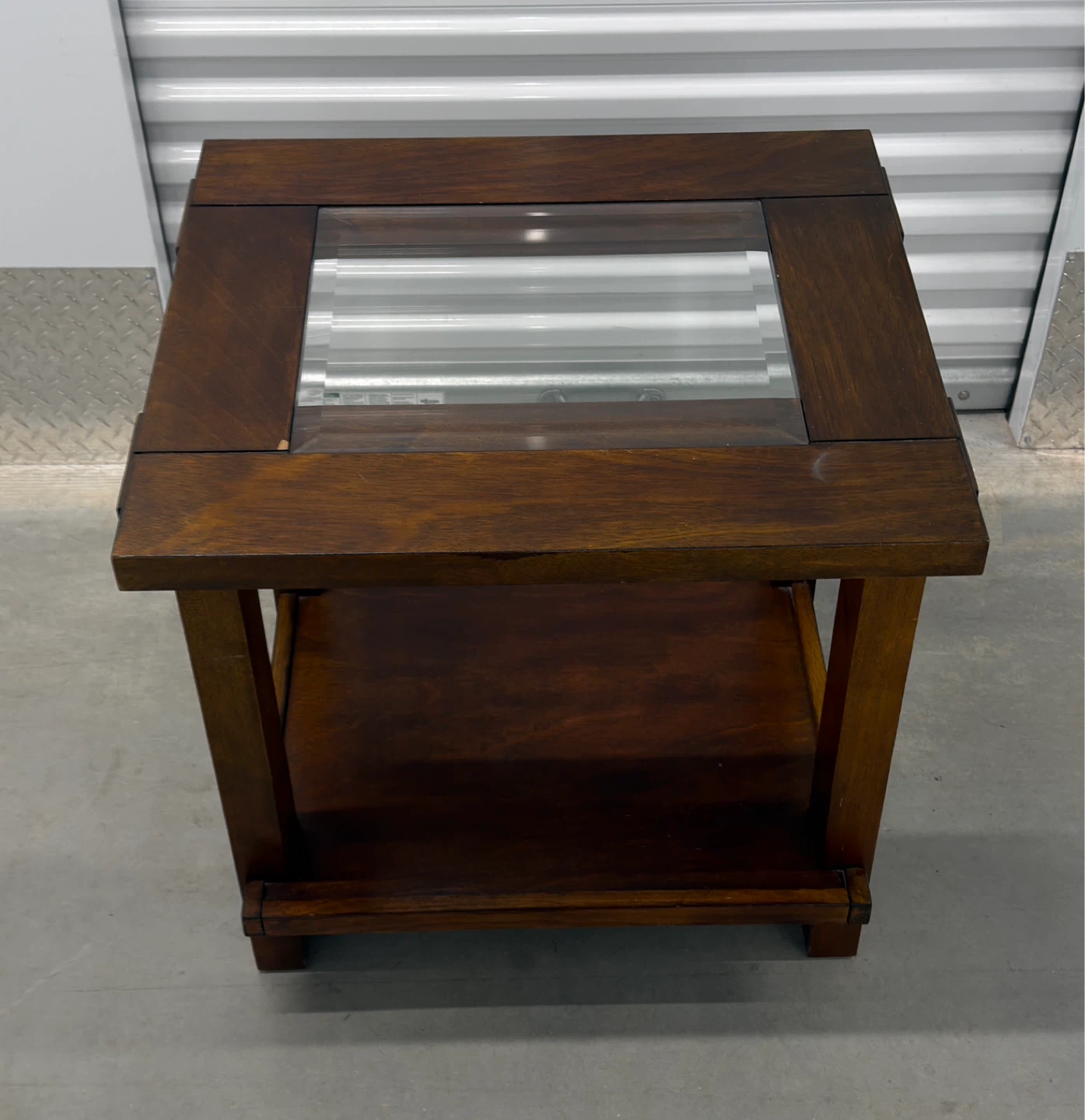 Modern Wood Side Table w/ Glass Top - photo 5