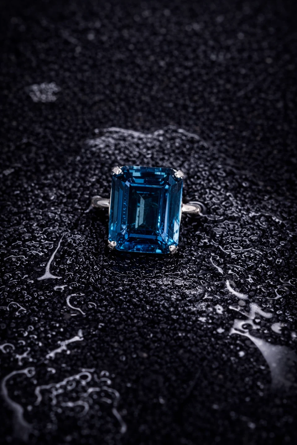 Emerald Cut London Blue Topaz Ring