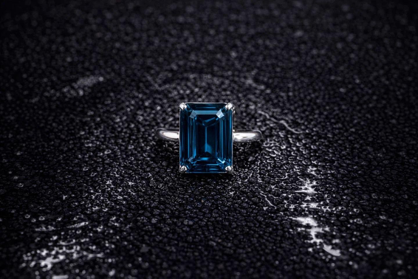 Emerald Cut London Blue Topaz Ring