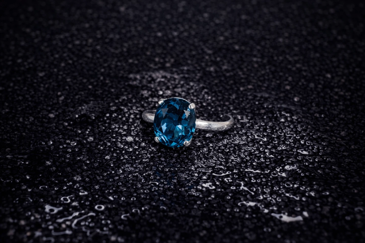 Oval London Blue Topaz Ring Sterling Silver