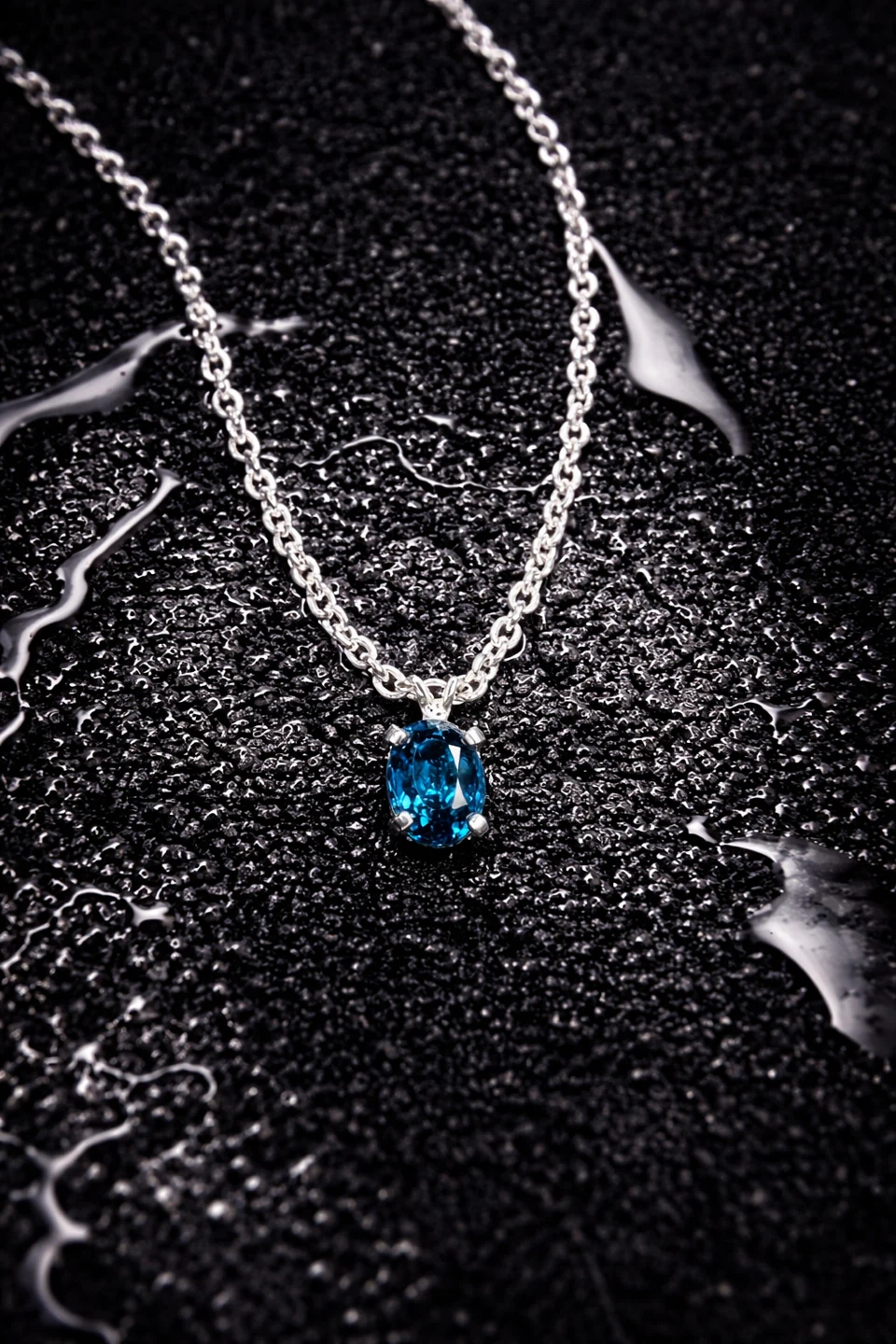 Sterling Silver Blue Gemstone Pendant Necklace