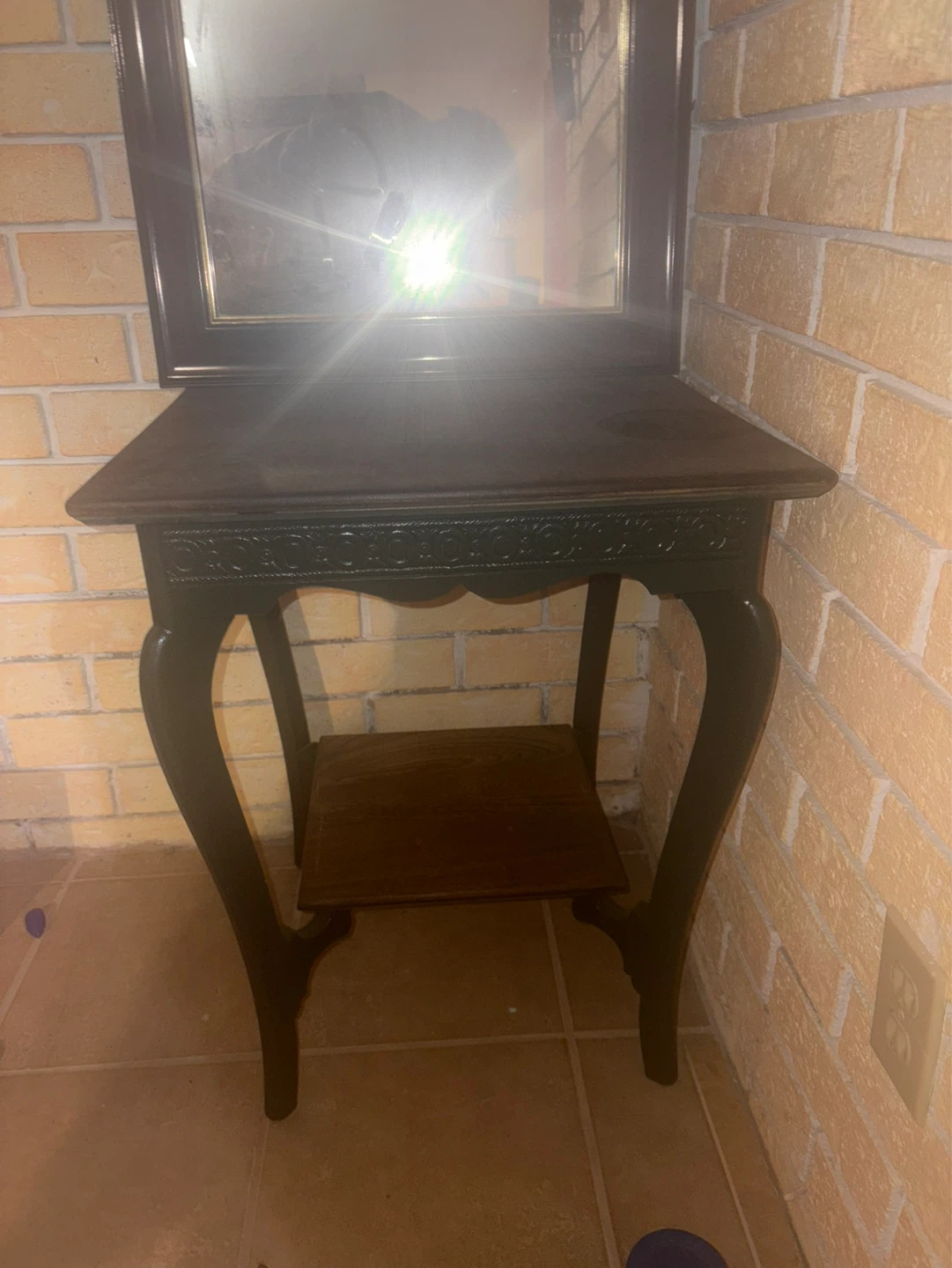Vintage Accent Table with Mirror