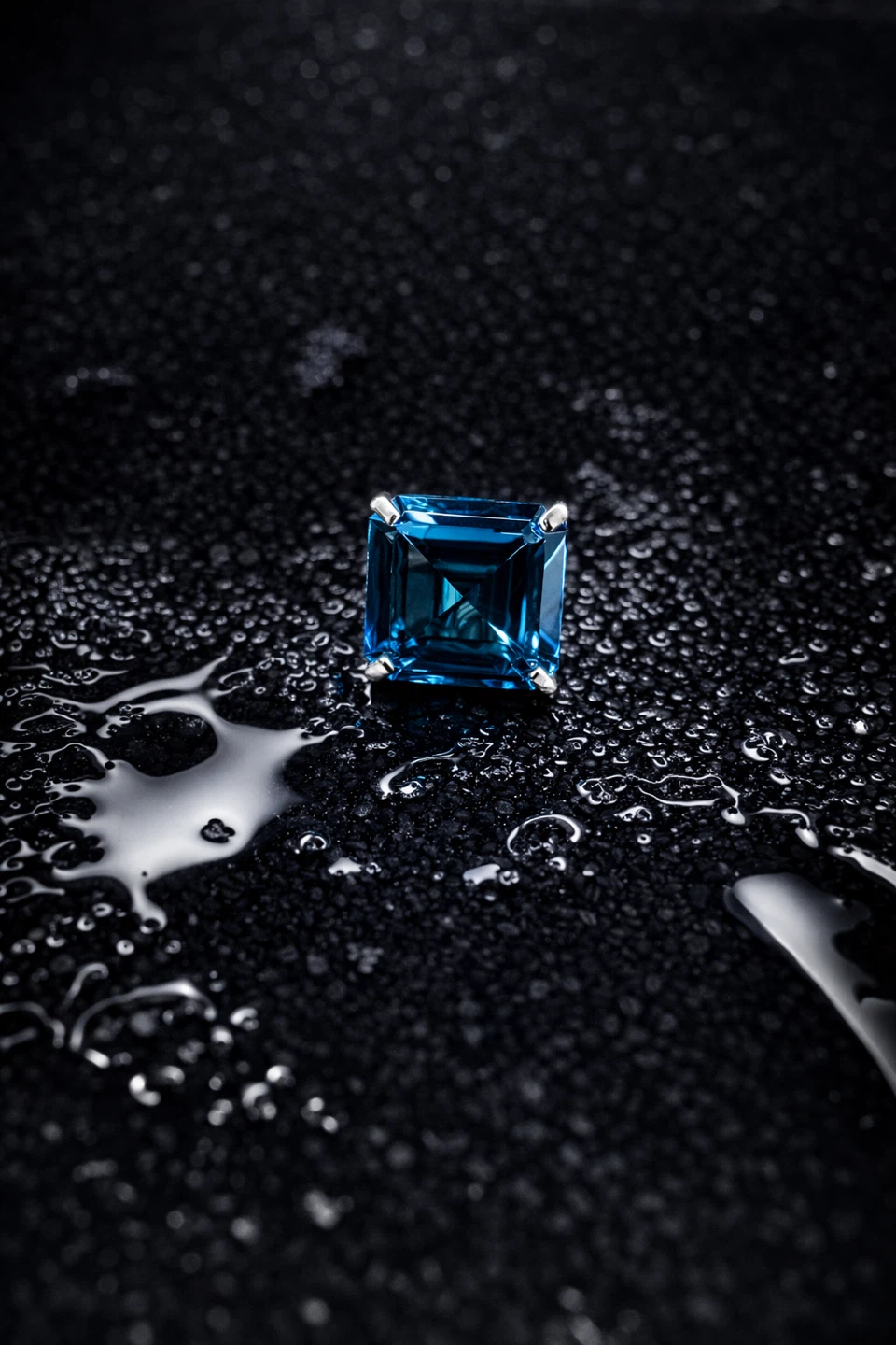 Square Cut London Blue Topaz Ring