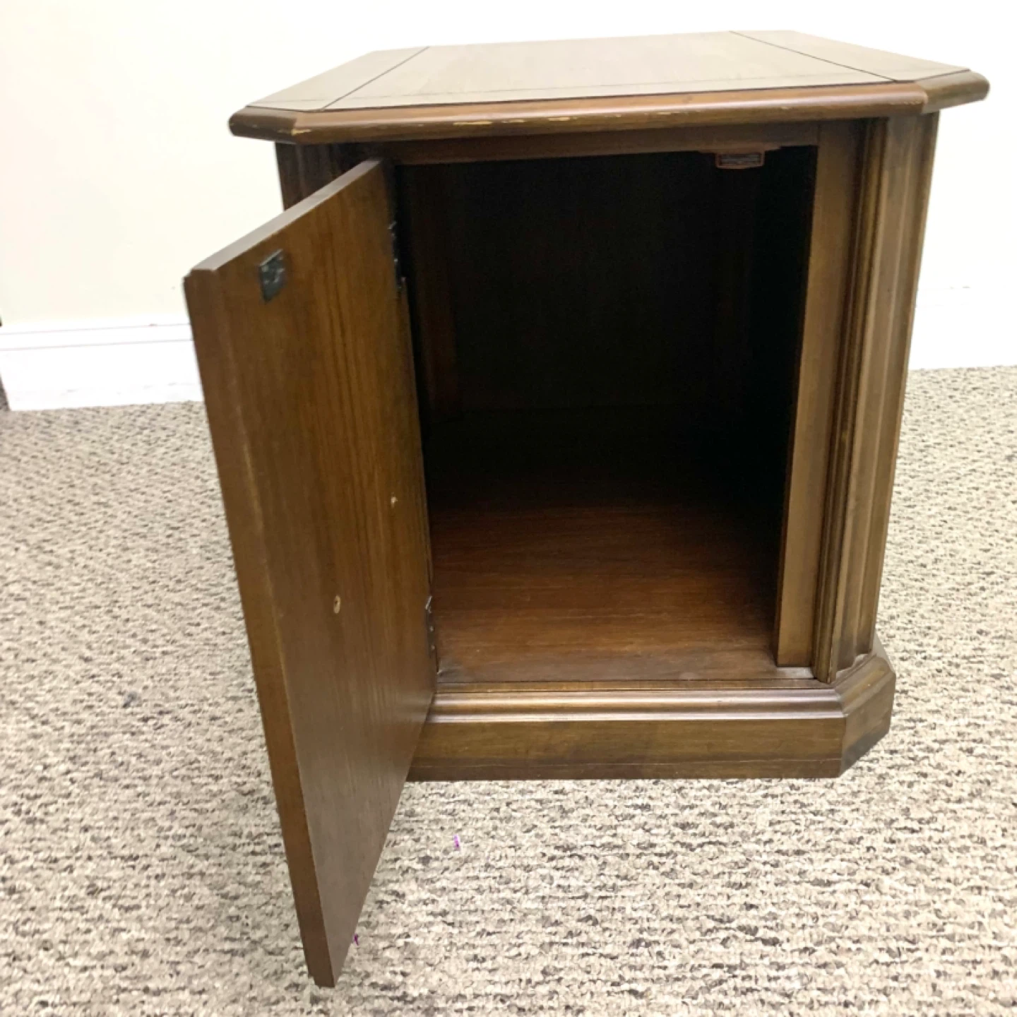 Vintage Wood End Table Cabinet Side Storage Furniture Brown - photo 5