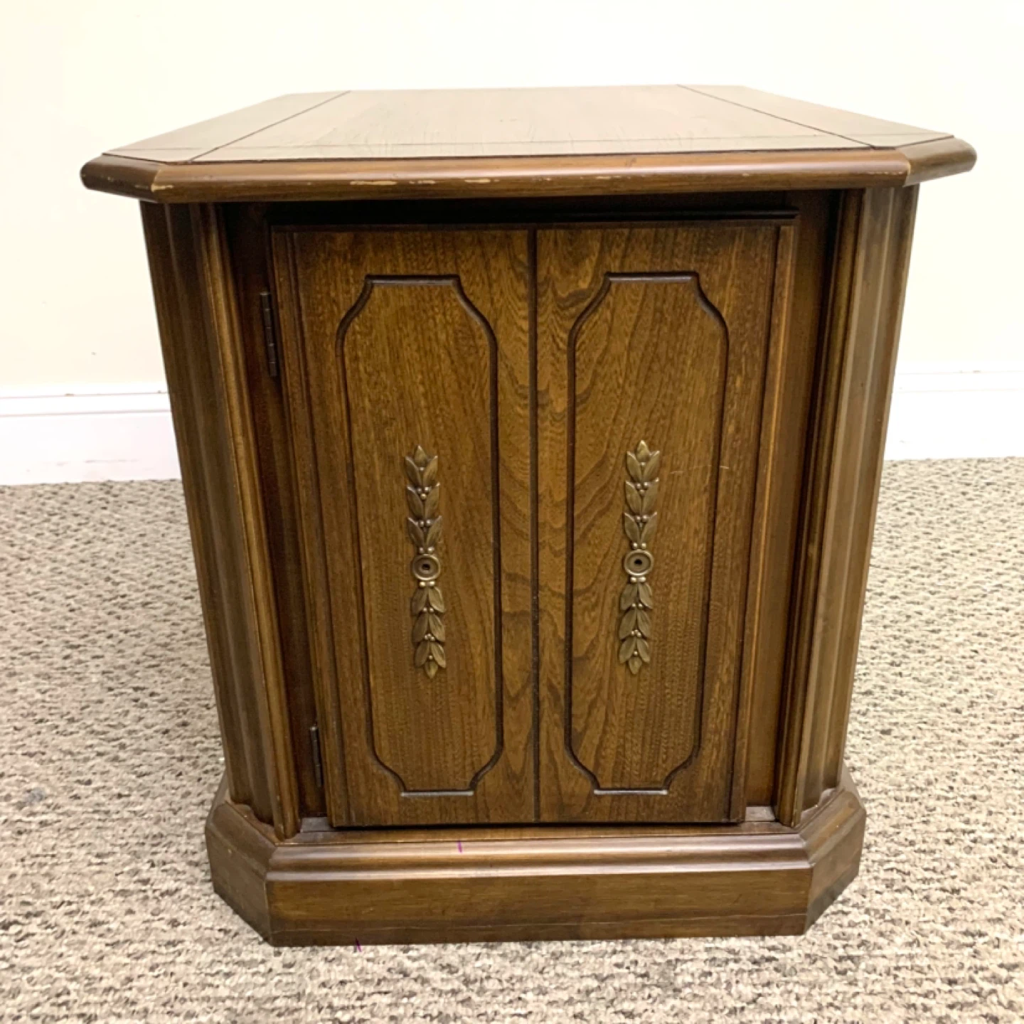 Vintage Wood End Table Cabinet Side Storage Furniture Brown - photo 2
