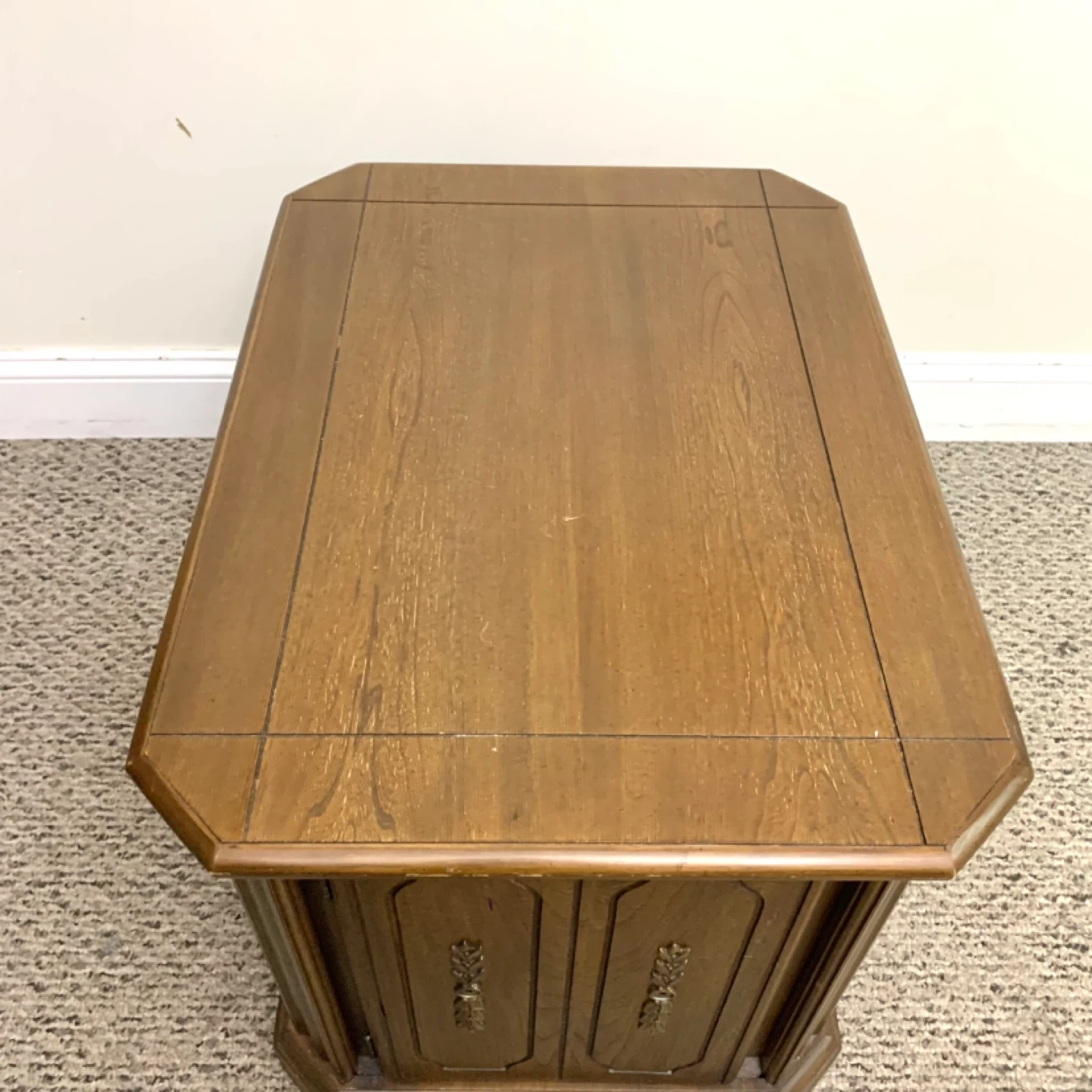 Vintage Wood End Table Cabinet Side Storage Furniture Brown - photo 3