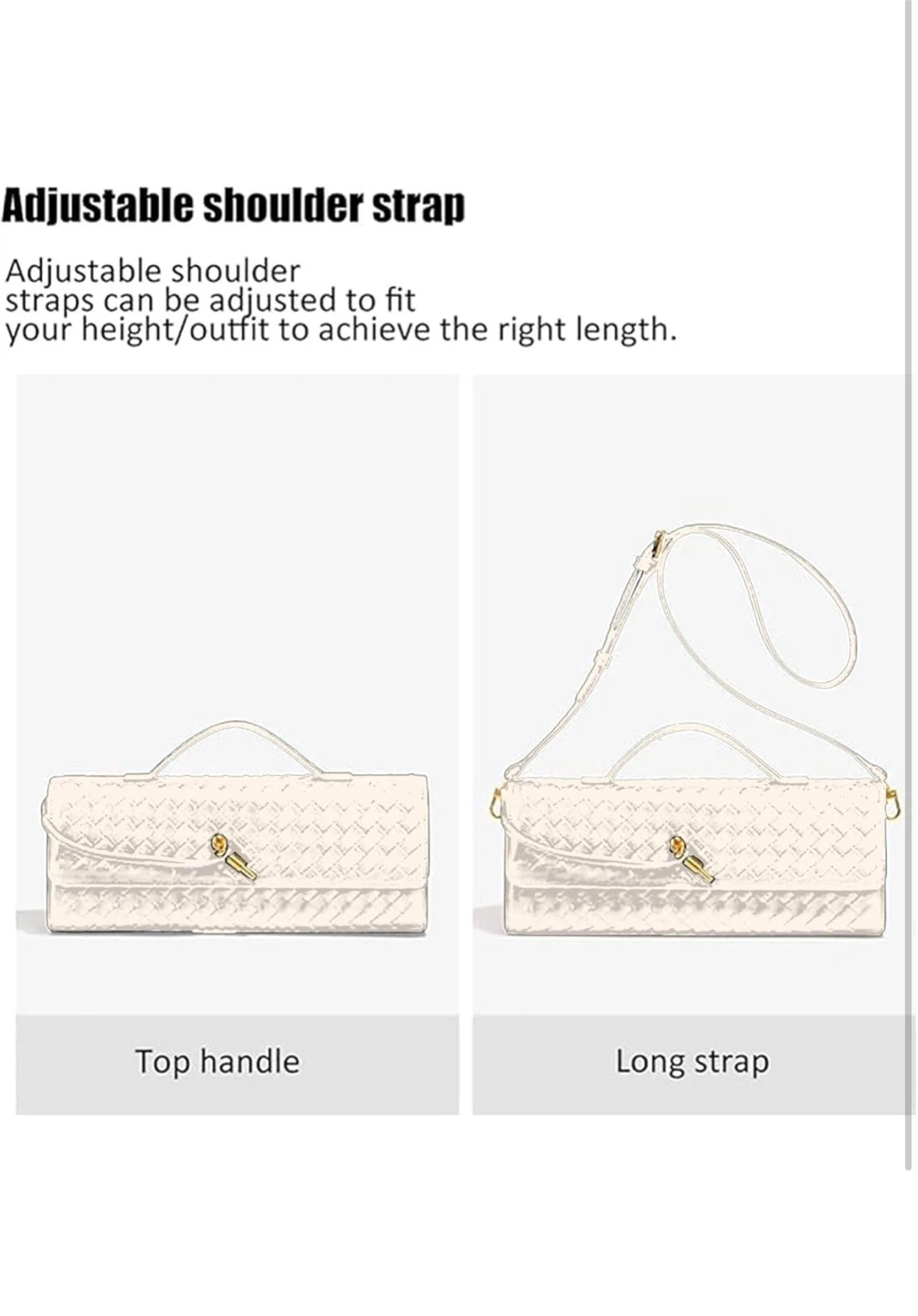 White Woven Clutch Bag with Adjustable Strap - photo 5