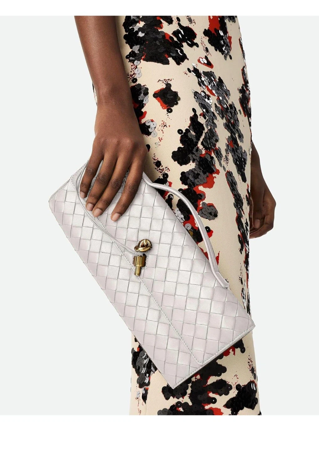 White Woven Clutch Bag with Adjustable Strap