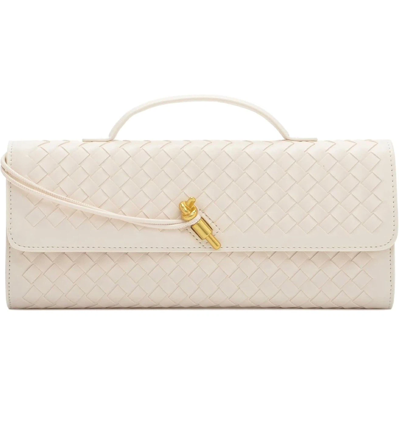 White Woven Clutch Bag with Adjustable Strap - photo 3