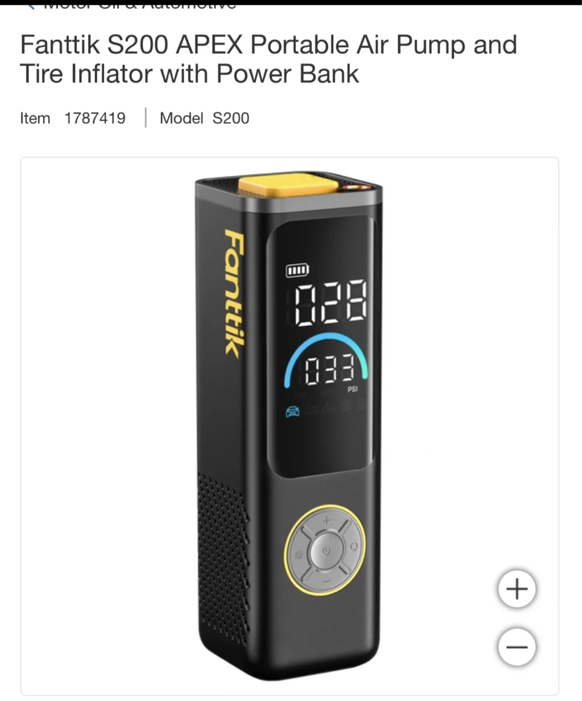 Fanatic S200 APEX Portable Air Pump and  with Power Bank
