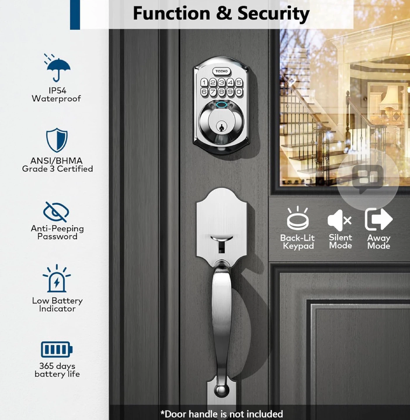 TECHO Smart Door Lock with Keypad and Fingerprint Scanner - photo 5
