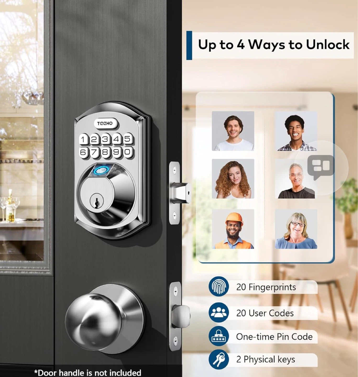 TECHO Smart Door Lock with Keypad and Fingerprint Scanner - photo 2