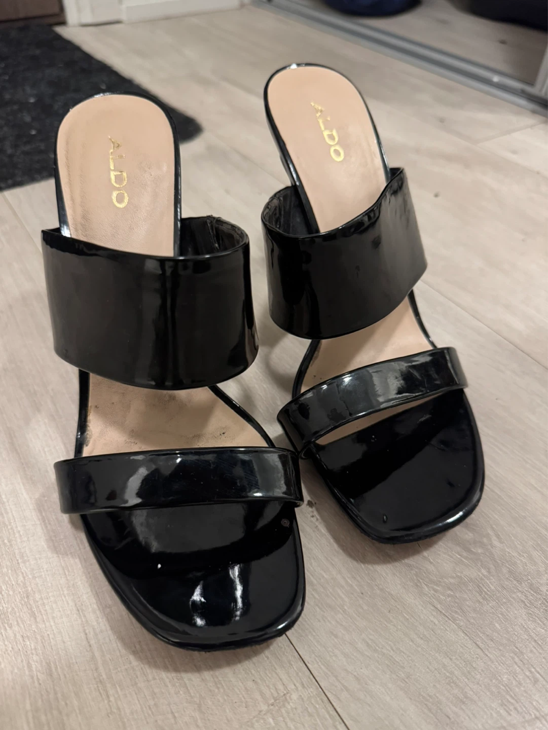 ALDO Black Patent Heeled Sandals