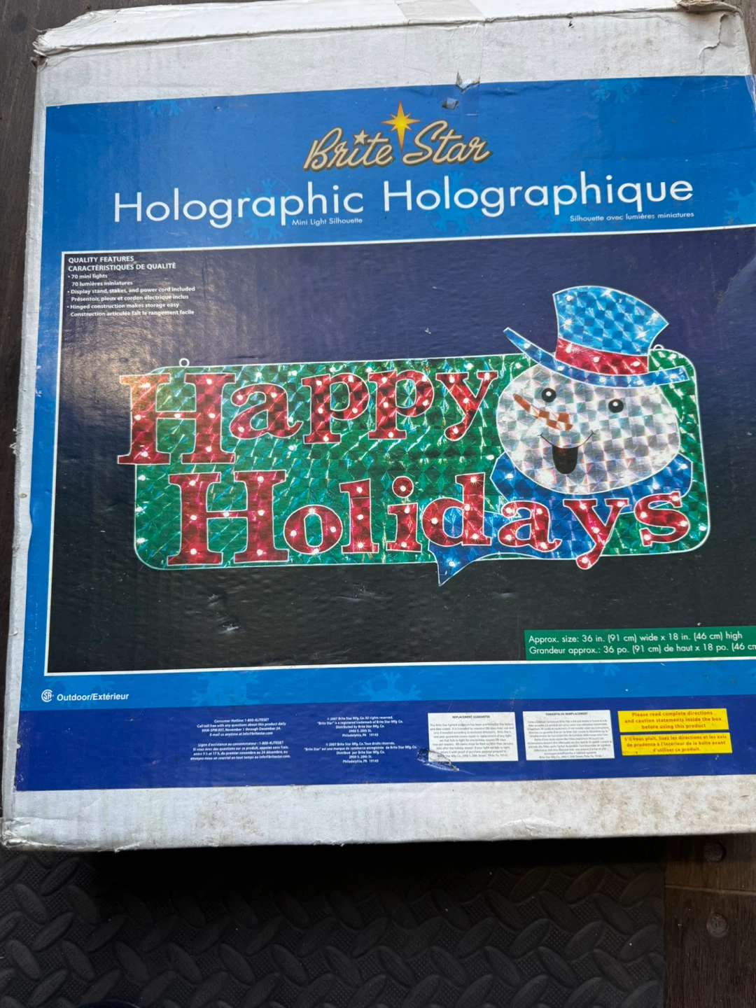 Brite Star Holographic Happy Holidays Snowman Light Sign
