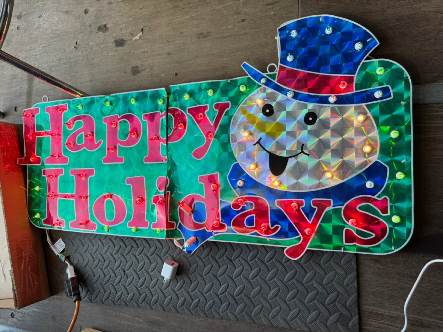 Brite Star Holographic Happy Holidays Snowman Light Sign - photo 3