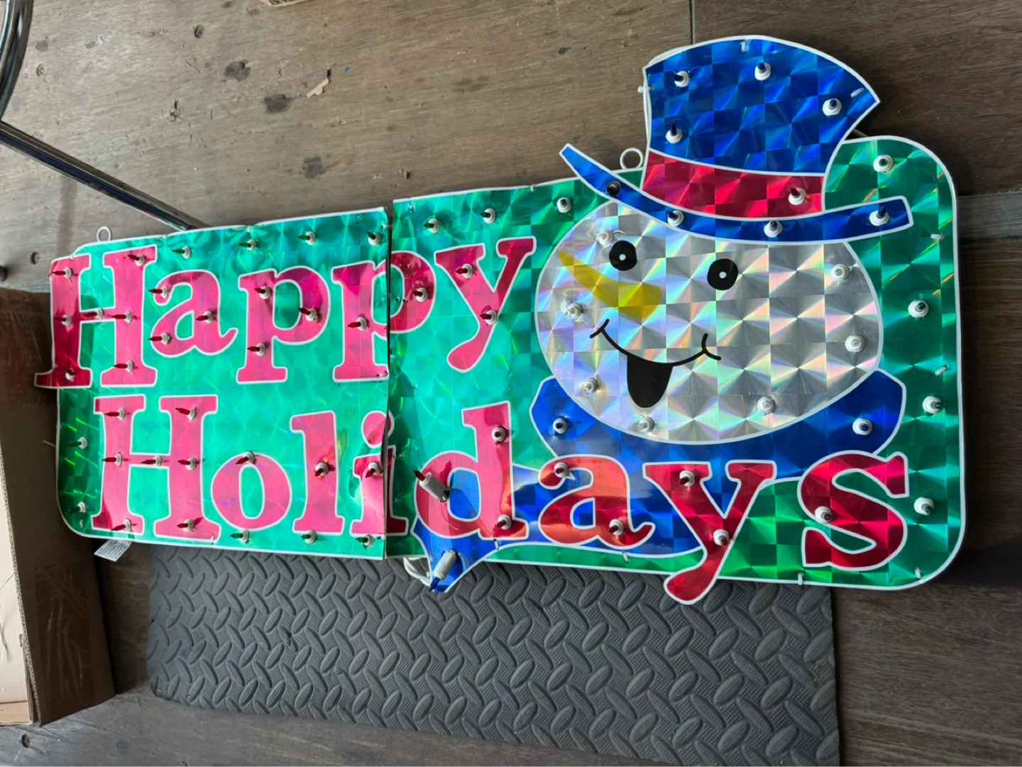 Brite Star Holographic Happy Holidays Snowman Light Sign - photo 2