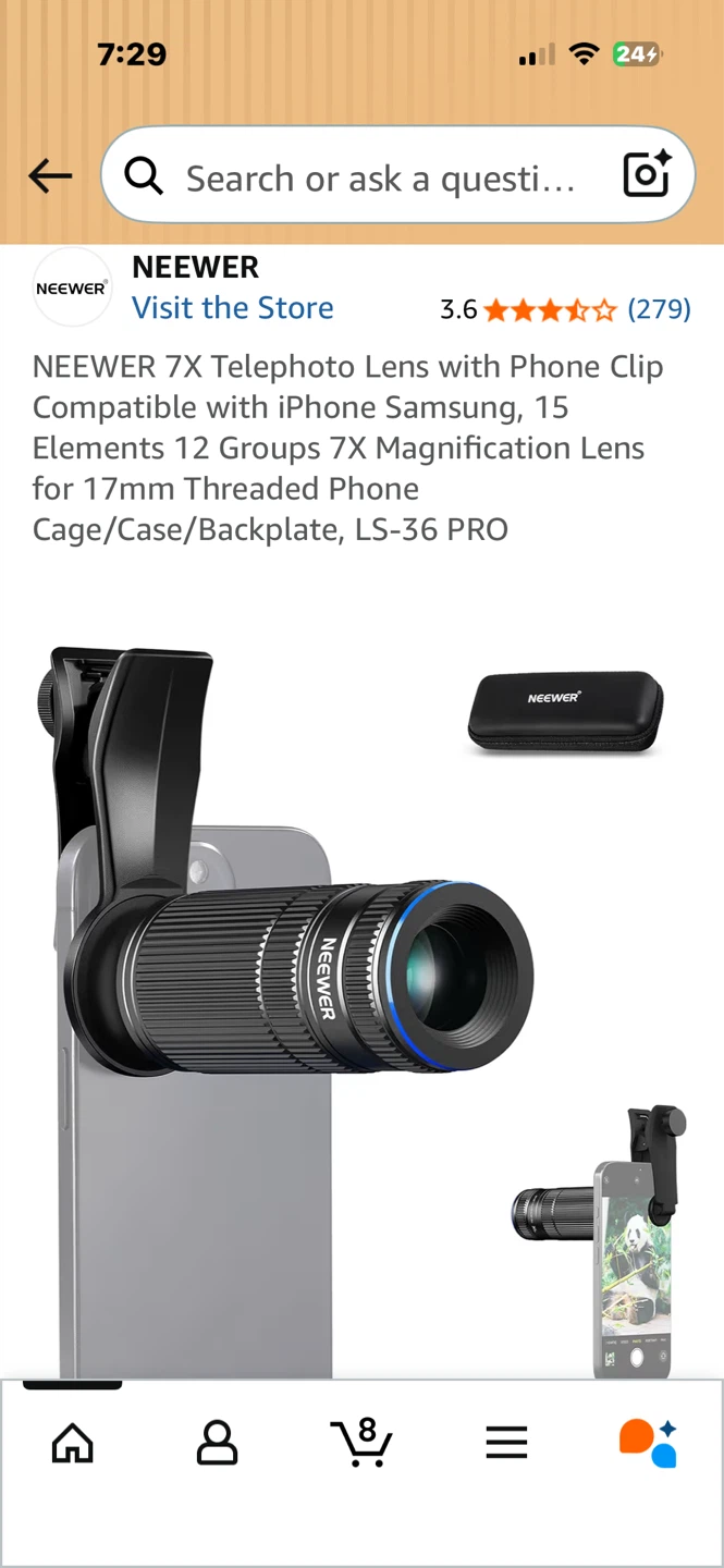 NEWEER 7X Telephoto Lens with Phone Clip - photo 2