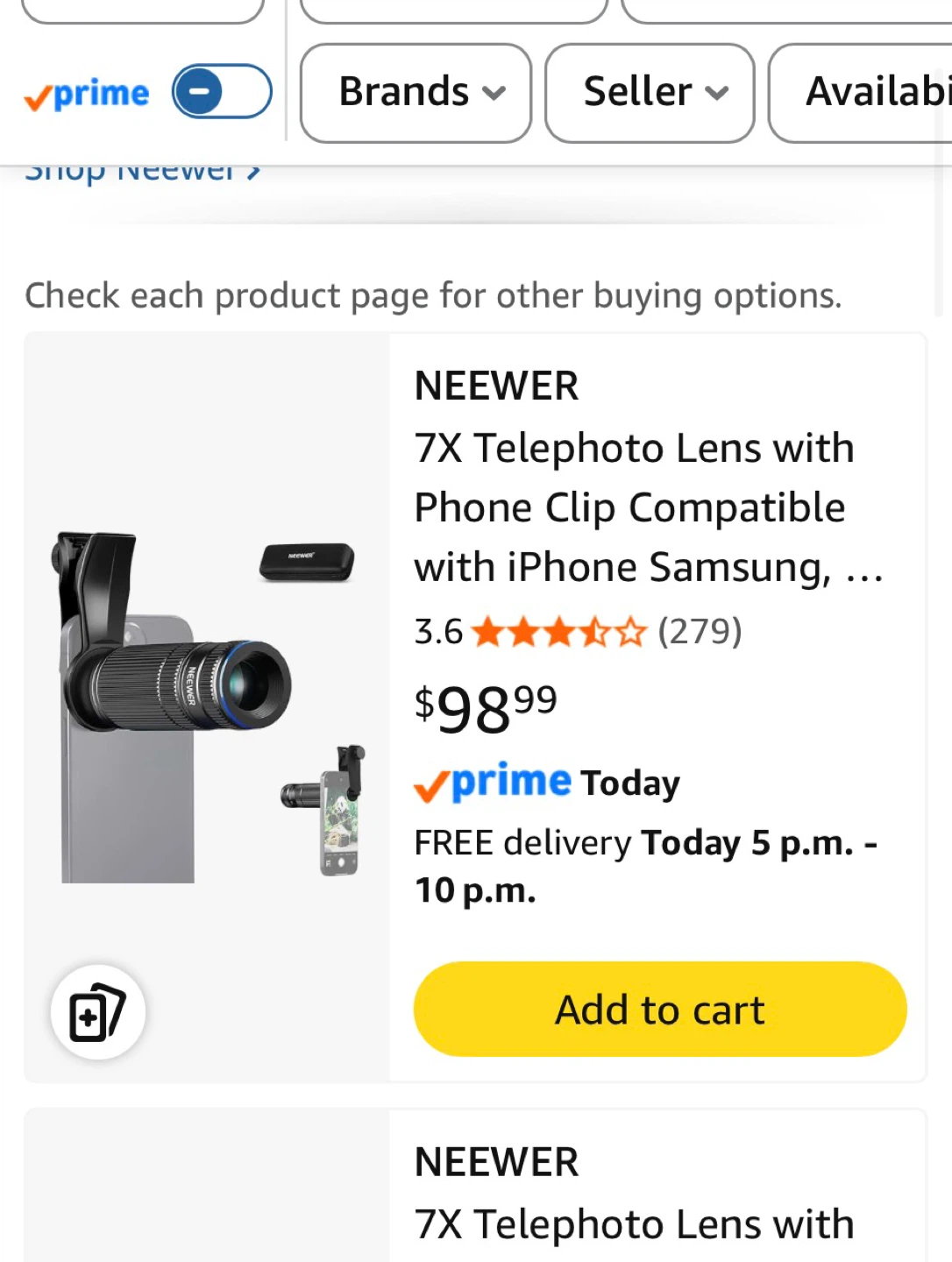NEWEER 7X Telephoto Lens with Phone Clip