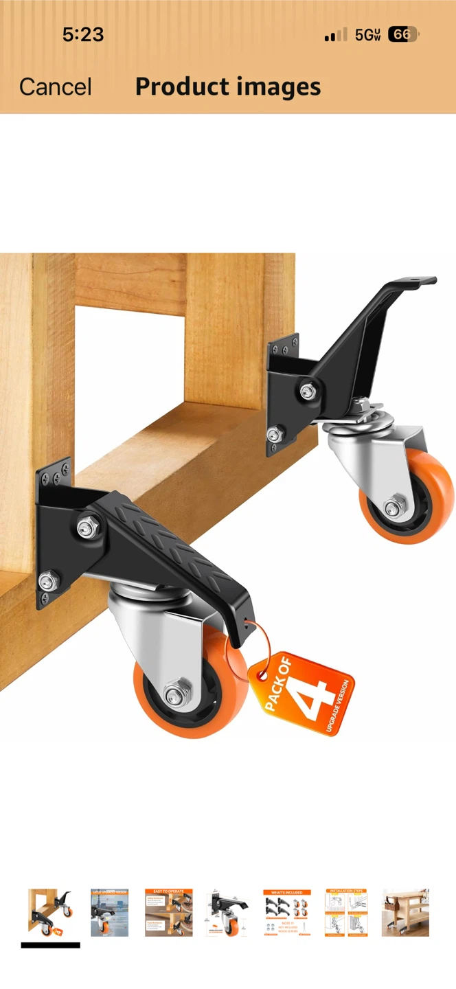 Workbench Caster Wheels - Retractable Set of 4