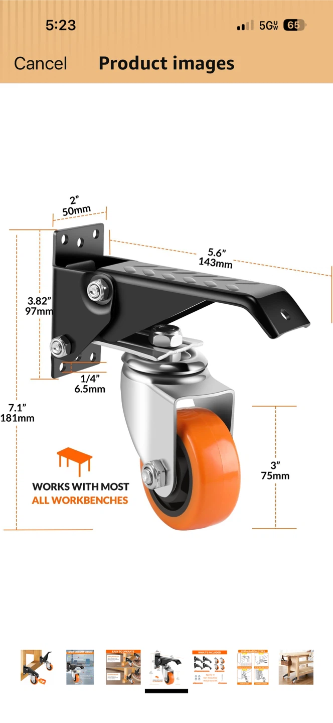 Workbench Caster Wheels - Retractable Set of 4 - photo 4